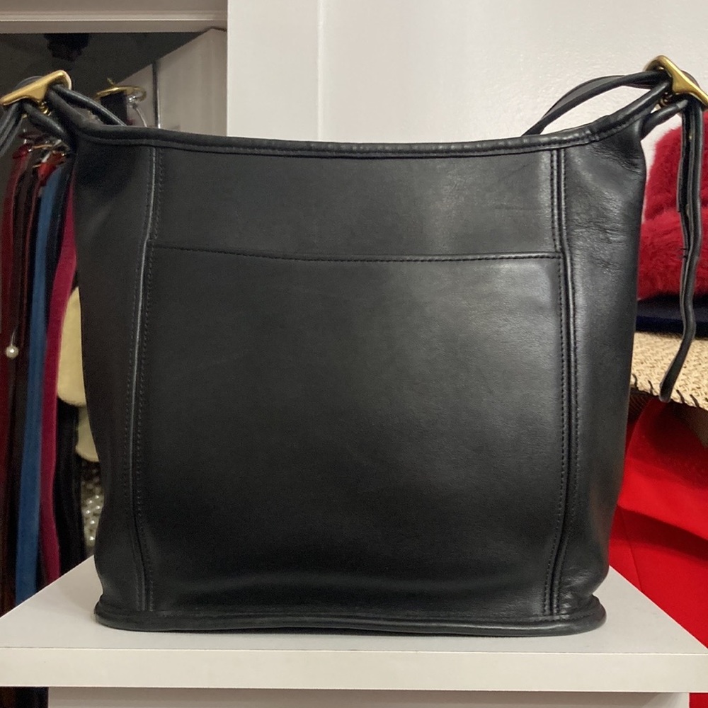 Vintage black leather coach bag